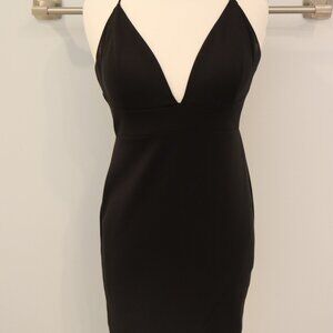 Aidan by Aidan Mattox Asymmetrical Black Scuba Cocktail Dress